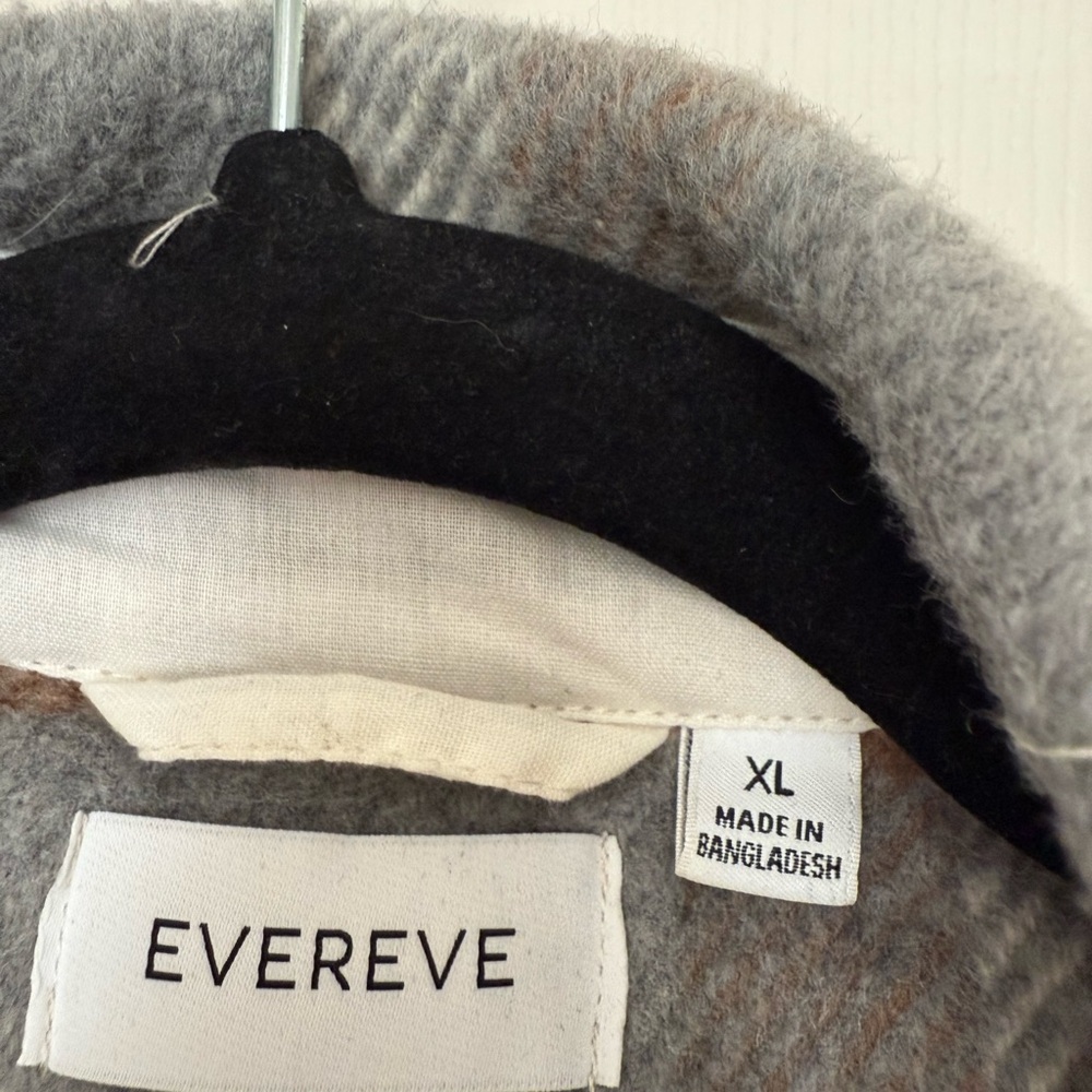 Evereve Oversized Plaid Shacket Xl - Picture 2 of 9